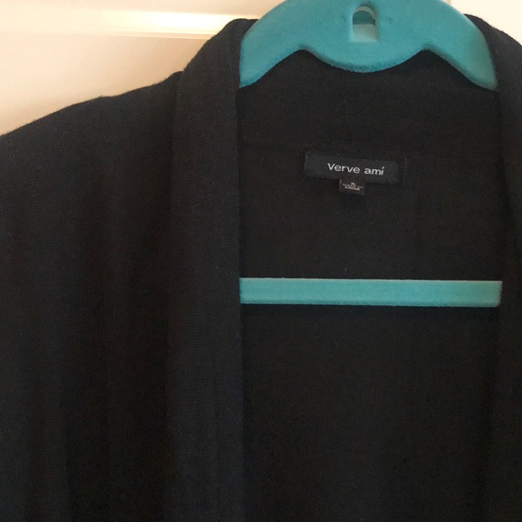 Verve Ami Black Cowl Neck Long Cardigan - Picture 2 of 3